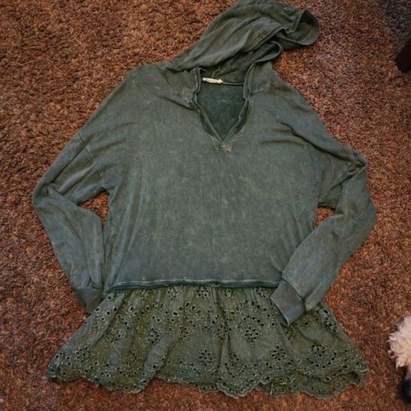 Distressed Women's Hooded tunic hunter green - Picture 1 of 1